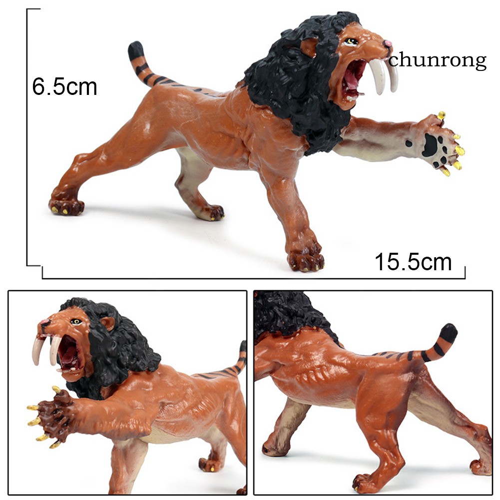 CR+Realistic Saber Lion Tiger Wild Animal PVC Solid Figurine Kids Educational Toy