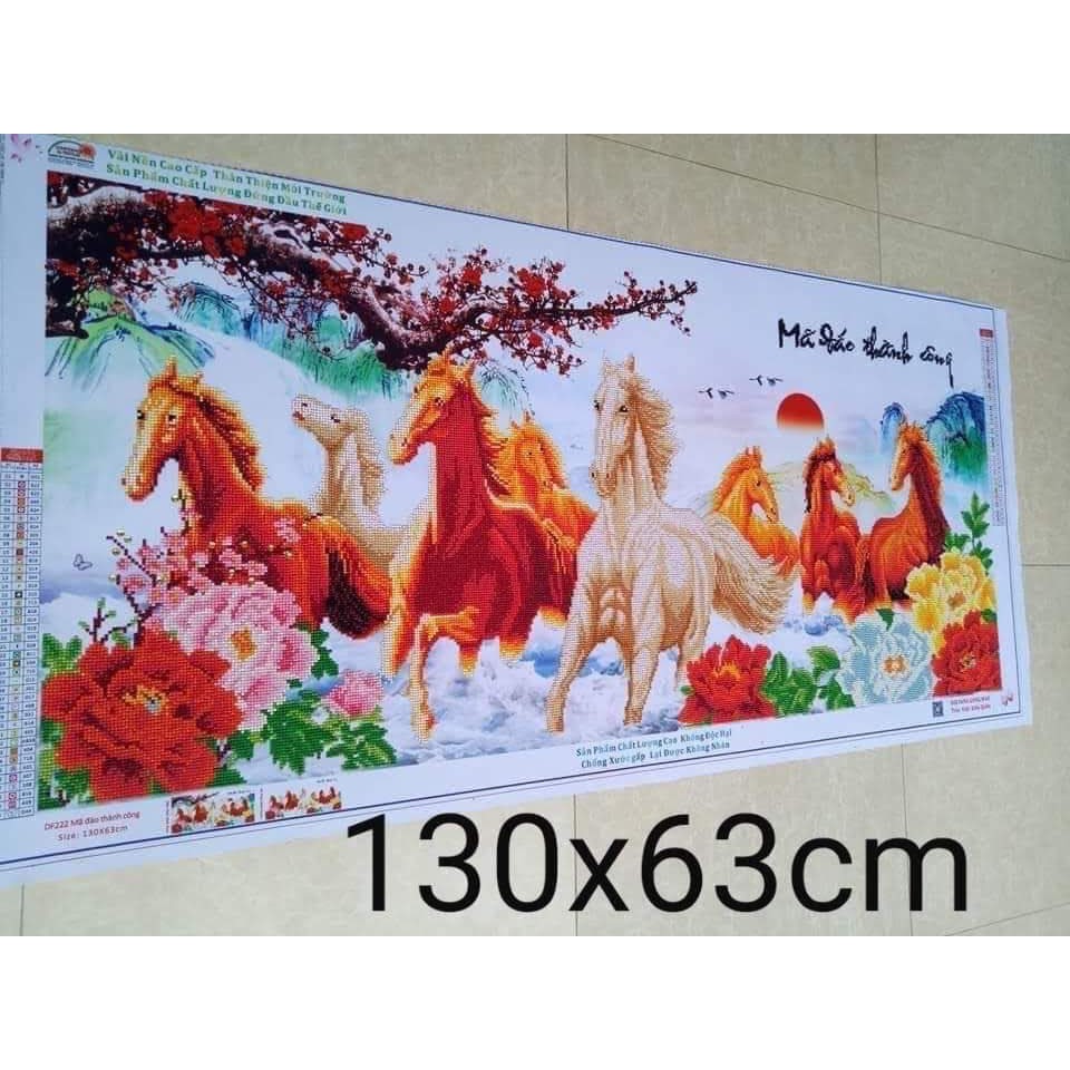 Tranh Đính Đá Kim Cương MÃ ĐÁO THÀNH CÔNG. Kích Thước: 1m x 50cm - 1m3 x 64cm - 2m x 95cm