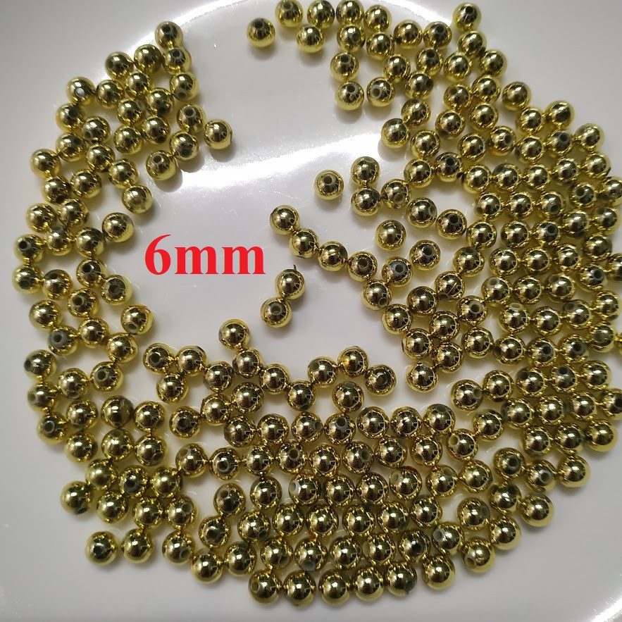 25gr hạt cườm vàng xi, bạc xi 3-4-5-6-8mm (loại đẹp)