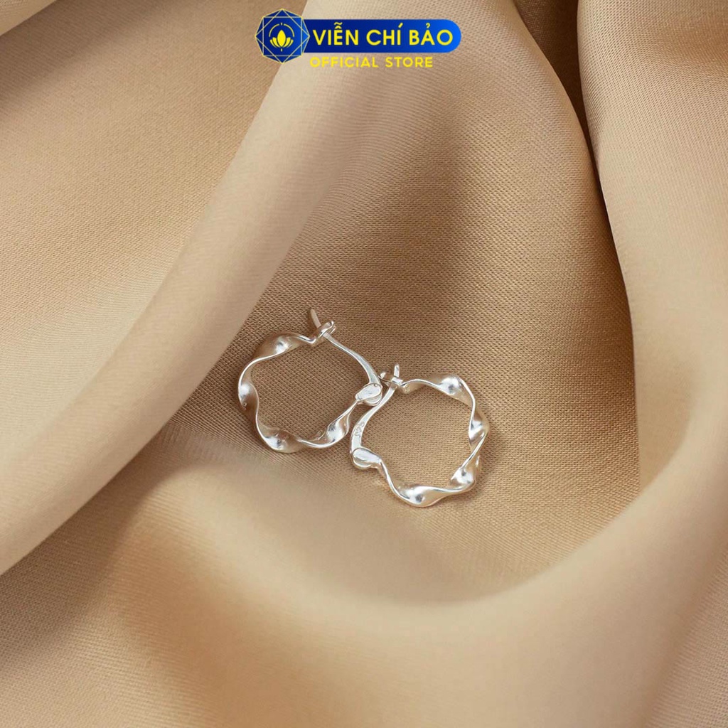 Bông tai bạc nữ sóng lượn chất liệu bạc 925 thời trang phụ kiện trang sức Viễn Chí Bảo B400775