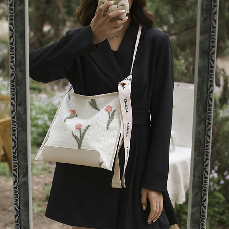 Youyo Túi Xách Tote Cỡ Lớn Họa Tiết Hoa Tulip / Cherry Tinh Tế Thời Trang Mùa Hè Cắm Trại Ngoài Trời Cho Nữ