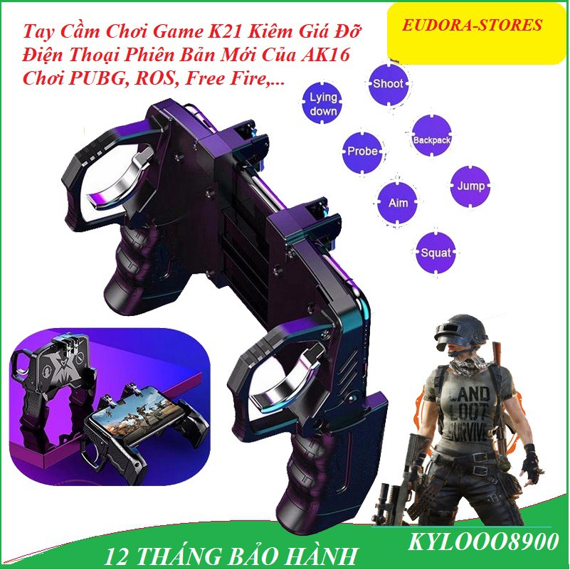 Tay Cầm Chơi Game K21 Kiêm Giá Đỡ Điện Thoại Phiên Bản Mới Của AK16 Chơi PUBG, ROS, Free Fire,...
