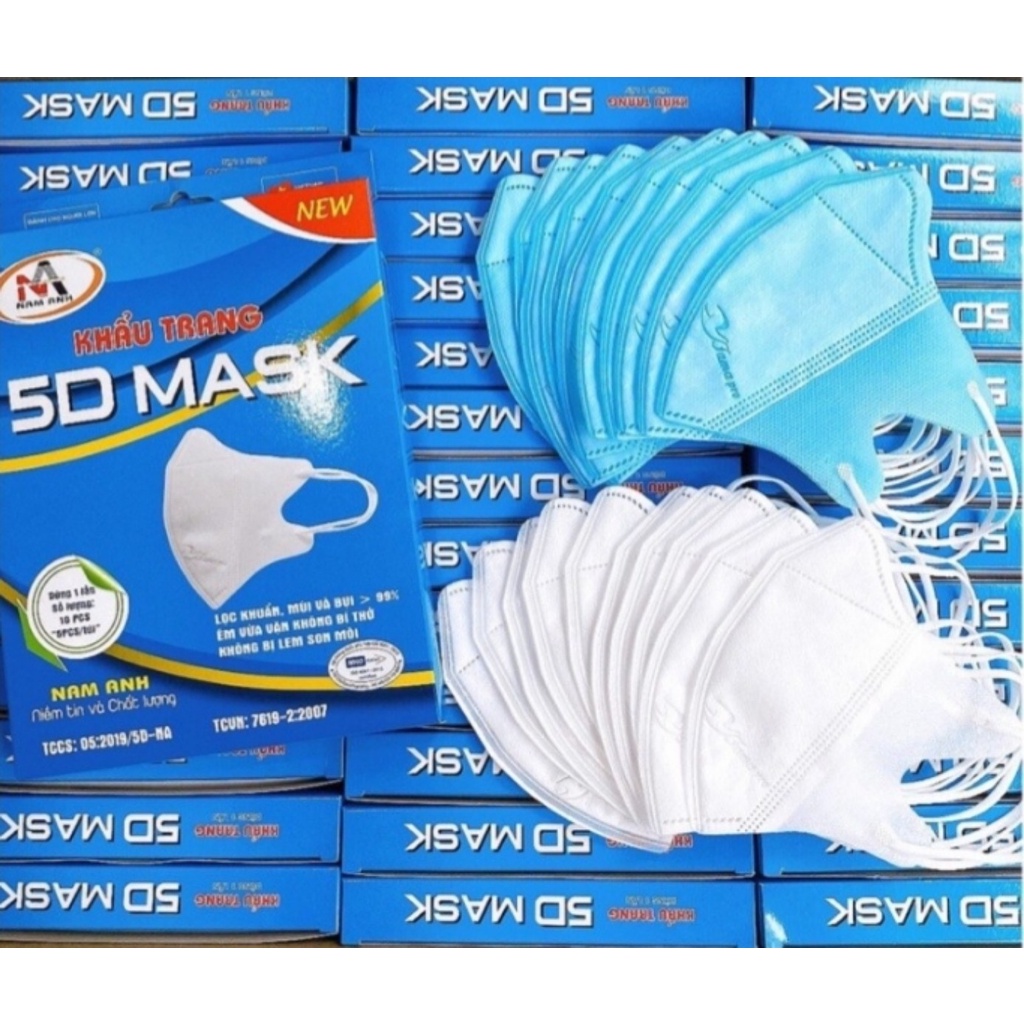 KHẨU TRANG 5D MASK NAM ANH NGƯỜI LỚN HỘP 10 CÁI KHÁNG KHUẨN TỐT CHỐNG BỤI MỊN