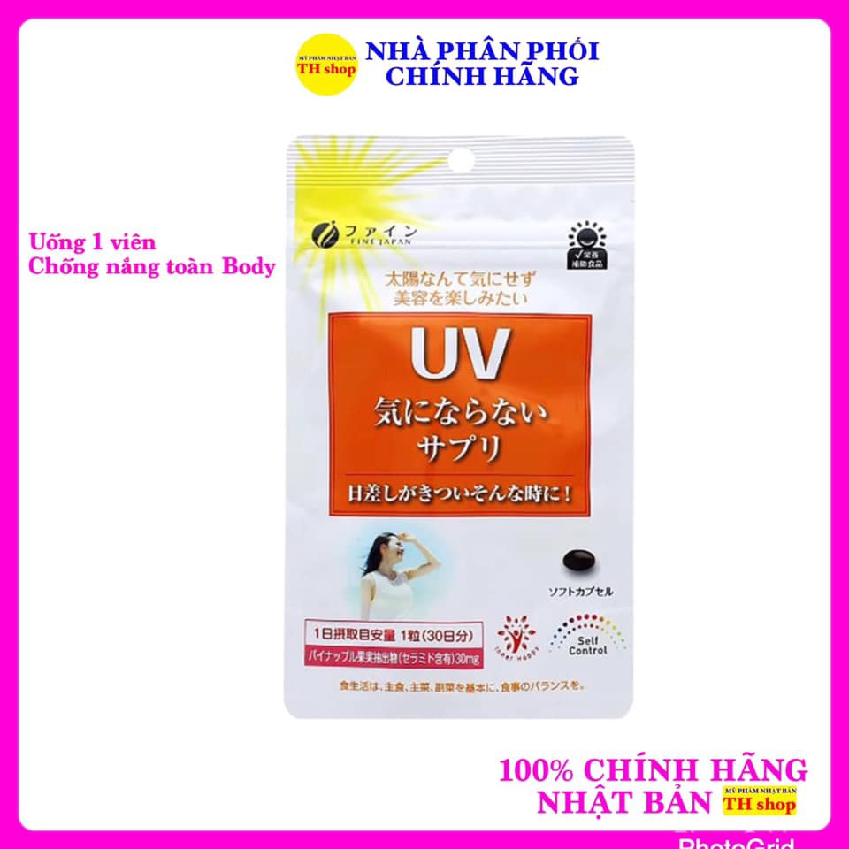 Viên Uống Chống Nắng Nhật Bản UV Fine Gói 30 Viên Uống 1 Viên Chống Nắng Toàn Body Suốt 24h