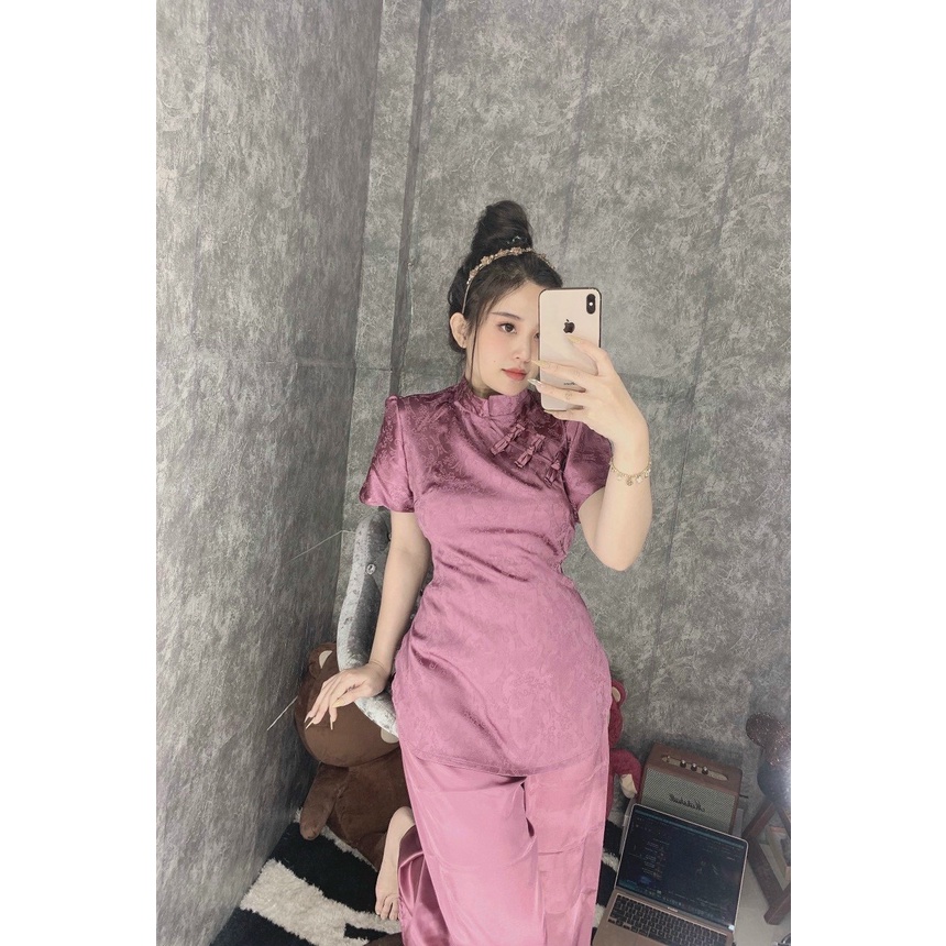 Đồ Lam Đi Chùa # Sẫm Gấm Cách Điệu# Quần Áo Nữ