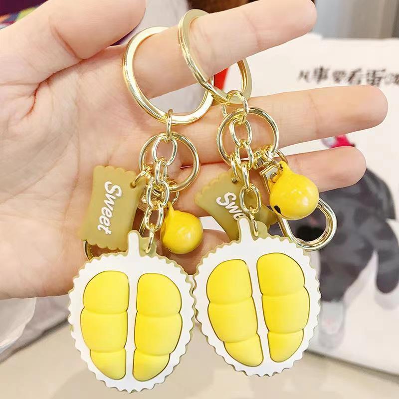 (5x3,8 cm / 1) Chuỗi chìa khóa sầu riêng, trái cây dễ thương, sự quyến rũ của trường học, hình dạng búp bê