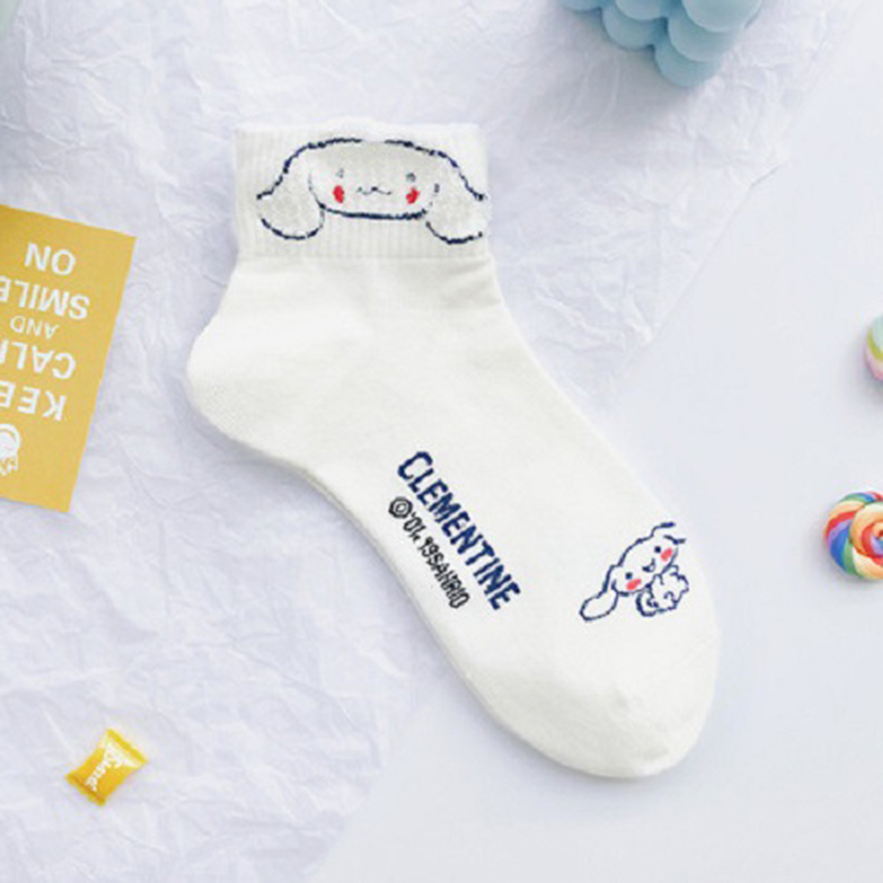 Tất Cotton Cổ Cao In Hình Hoạt Hình Dễ Thương