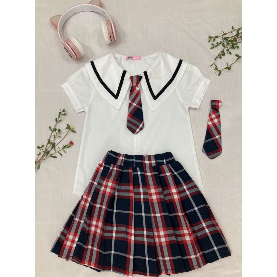 Chân váy học sinh bé gái xếp ly có lót quần bên trong  cho bé gái từ 15 tới 35 kg