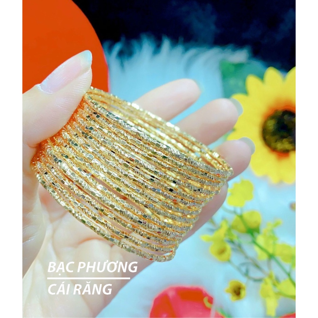 BỘ 7 VÒNG XIMEN BẢN TRÒN HOẠ TIẾT MẮT TRÚC & XOẮN MẠ VÀNG 18K