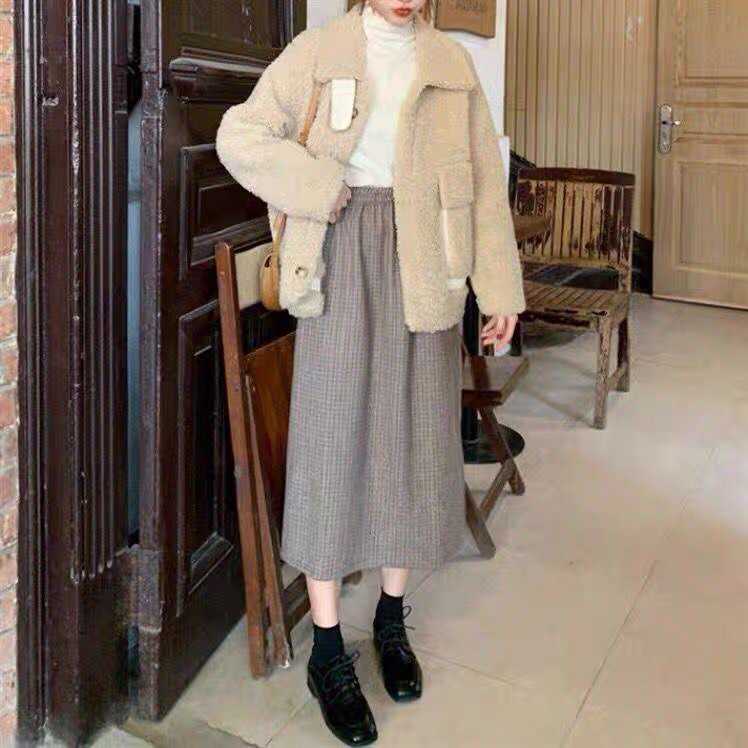 Áo Nỉ Lông Túi Hộp Nữ - Áo khoác be cổ bẻ form rộng thiết kế bắt mắt, cá tính HOT TREND | BigBuy360 - bigbuy360.vn