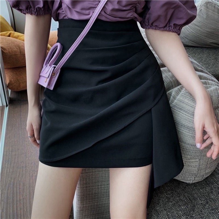 Chân váy nữ dáng chữ A vạt phối bèo sang chảnh công sở trẻ trung CV527 SUTANO