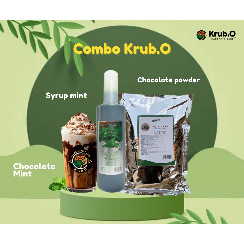 Siro bạc hà Krub.O nguyên liệu pha chế trà sữa đồ uống trà hoa quả cà phê chai 650ml