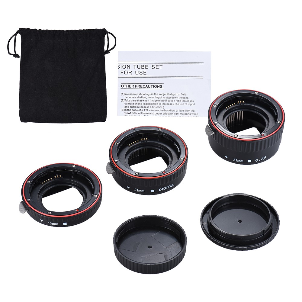 Ĩ Andoer Macro Extension Tube Set 3-Piece 13mm 21mm 31mm Auto Focus Extension Tube Rings for Camera Body and Lens of 35m