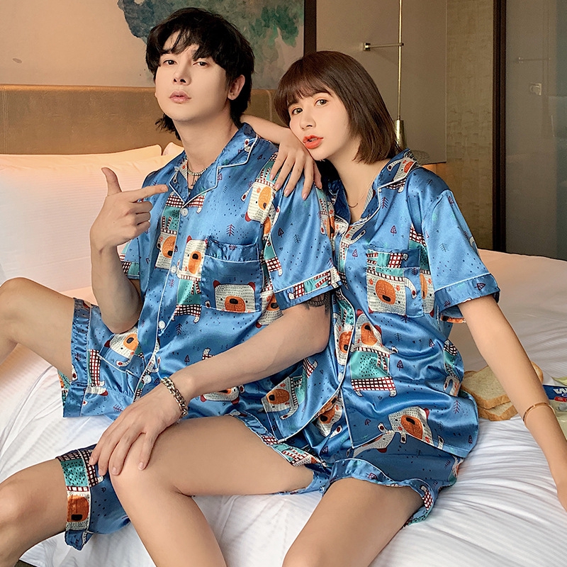 Bộ Đồ Ngủ Lụa Ngắn Tay Cho Cặp Đôi Y2520-1 | BigBuy360 - bigbuy360.vn