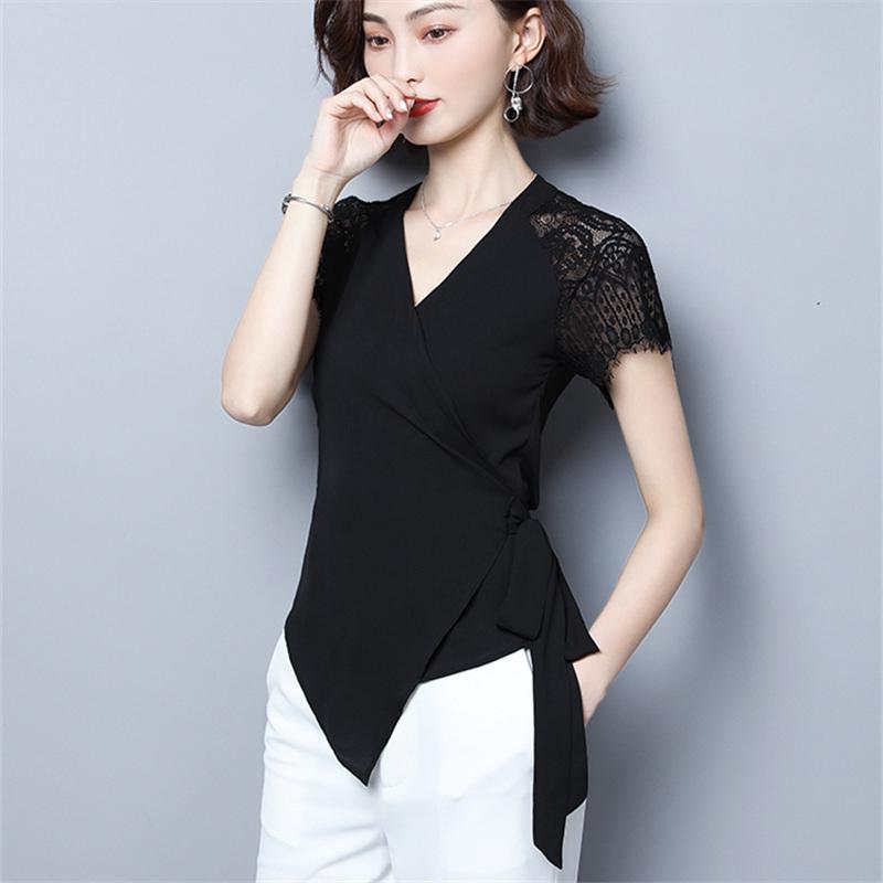 Áo voan tay ngắn cổ V thời trang dành cho nữ