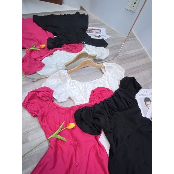 Bigsize Đầm maxi ngực nhún nút bọc Jolie dress