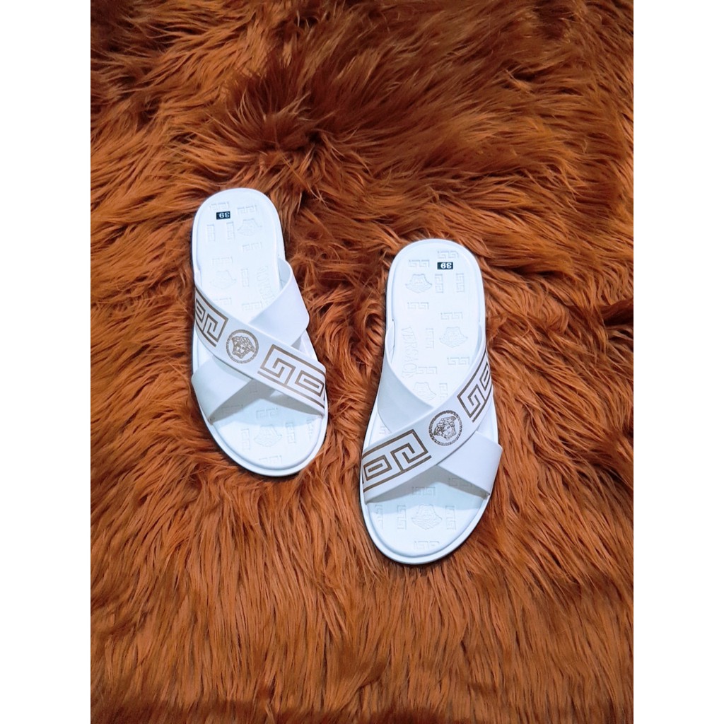 DÉP NAM CHÉO VER TRẮNG QUAI IN LỤA