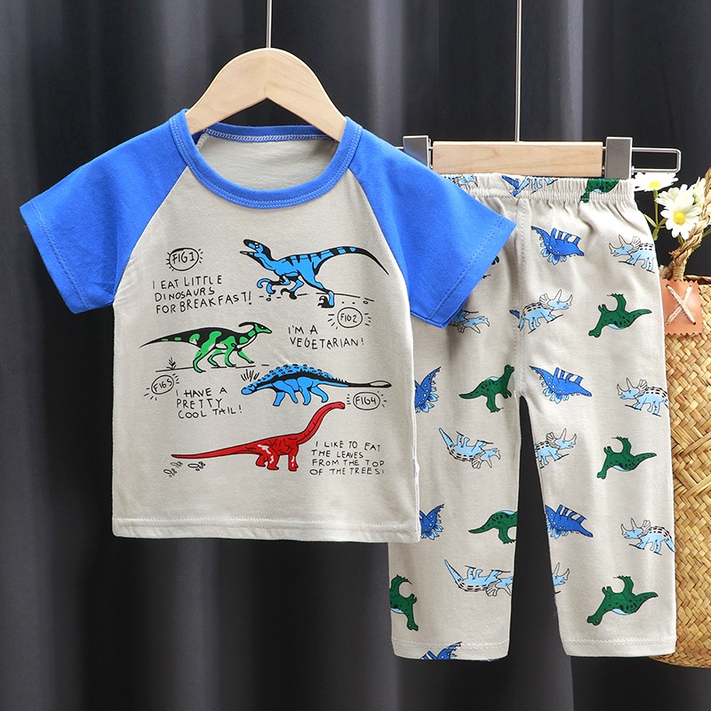 Bộ đồ ngủ cotton SANITKUN ngắn tay điều hòa nhiệt độ mùa hè cho bé