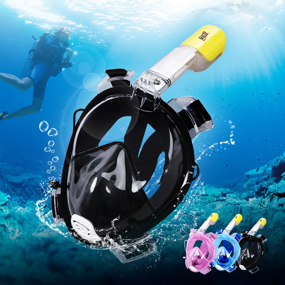 Mặt nạ bơi lặn có ống thở 1 chiều, gắn được camera quay dưới nước