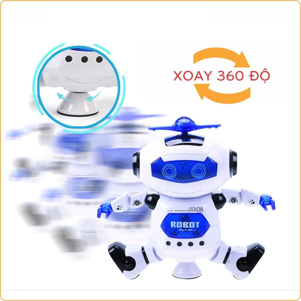 Đồ Chơi Robot Biết Nhảy Múa Phát Nhạc, Xoay 360 Độ Có Đèn Nhiều Màu Cao Cấp Cho Bé, Shop Mẹ Mốc ,RBNM