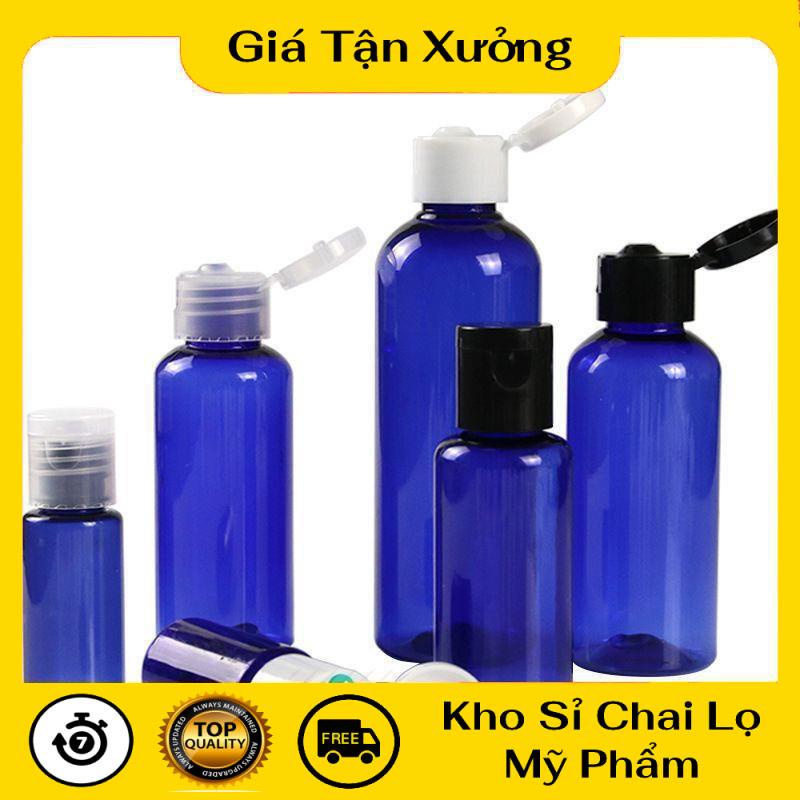 Chai Chiết Mĩ Phẩm ❤ TRÙM SỈ ❤ Chai nắp bật tròn xanh dương 100ml , chai lọ mỹ phẩm , chai nhựa pet , phụ kiện du lịch