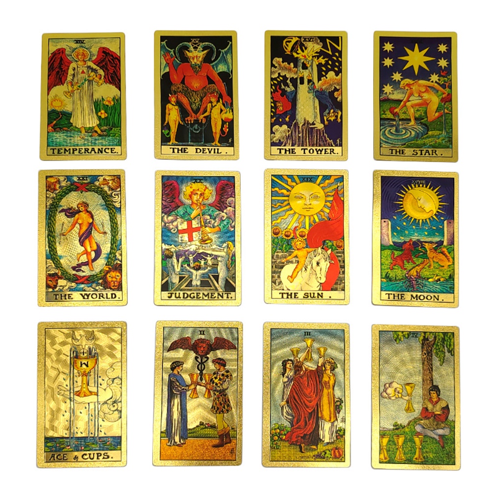 [Bài Nhựa Size Gốc] Bộ Bài Tarot Cao Cấp Gold Foil Waite Gray Chất Liệu PVC Chống Nước The Fool Hộp Cứng F4