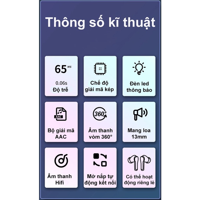 Tai nghe bluetooth gaming N35 9D Bluetooth 5.2 TWS Lõi Kép, Chống Thấm Nước, không trễ âm