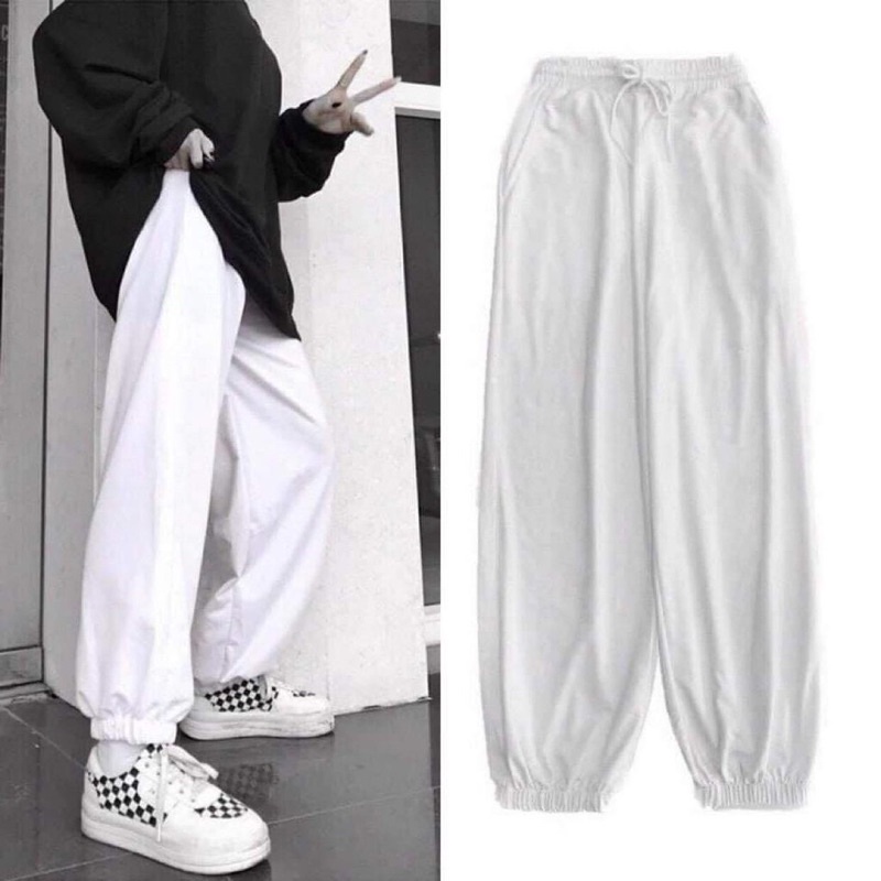 Quần jogger nữ thể thao đẹp, quần bomber Unisex chun bo gấu, chất thun nỉ dày dặn, ống rộng dáng suông