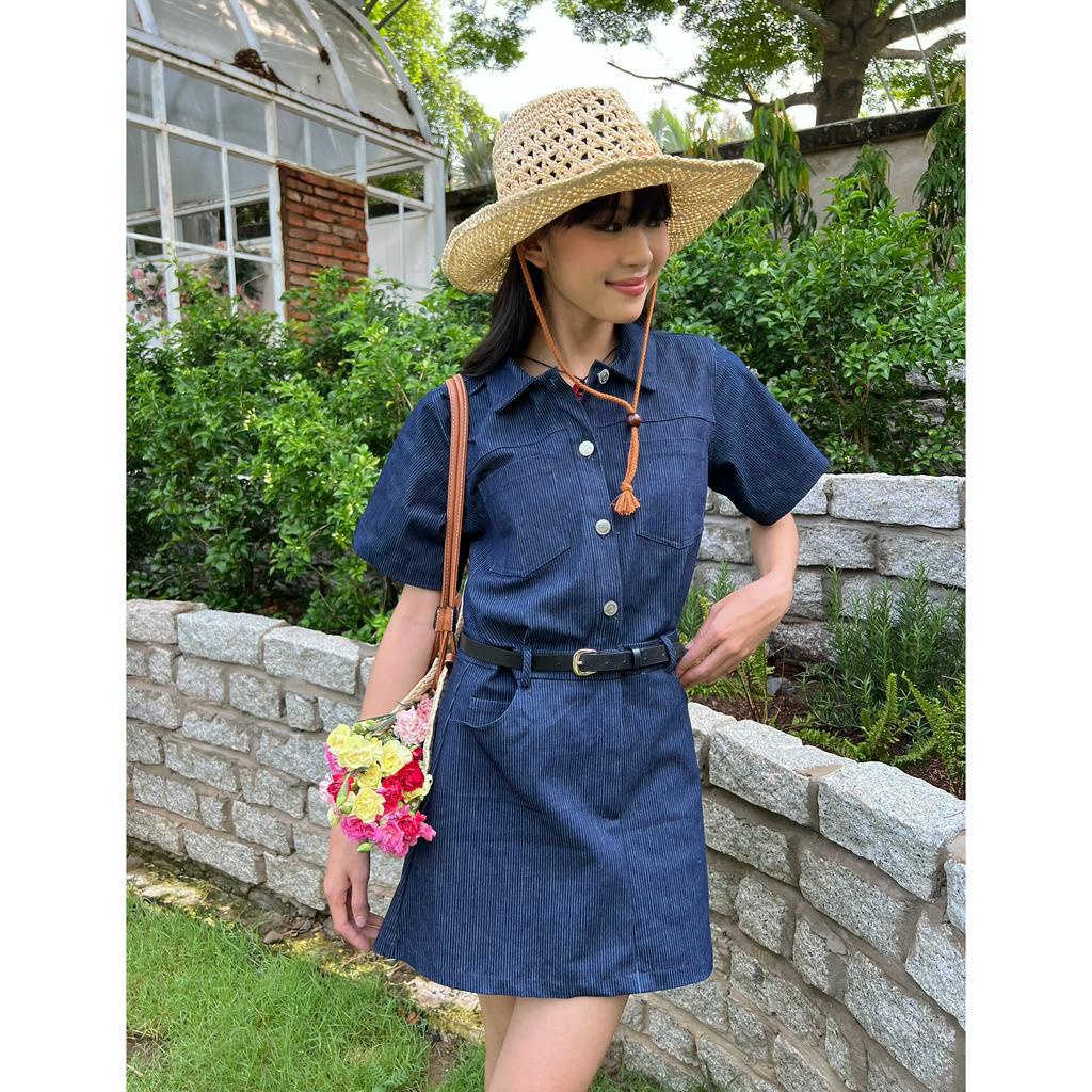 Đầm tay ngắn cổ sơmi có nhấn eo BRIONA DRESS