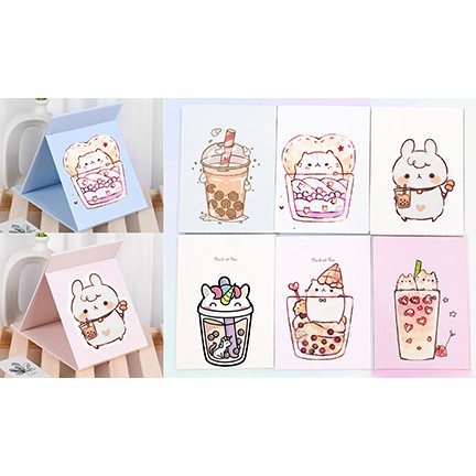 Gương gập quả bơ GGI4 gương 13*17cm Thức ăn avocado hoa cúc GD yakult trà sữa boba tea 12 cung hoàng đạo