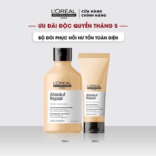 Gội xả phục hồi tóc hư tổn L'OREAL Serie Expert Absolut Repair Gold - gội xả loreal chính hãng