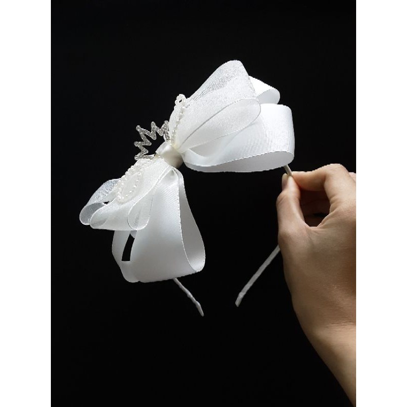 Cài tóc trắng đinh vương miện dây xinh cho bé