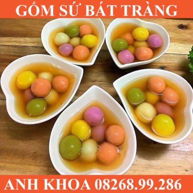 5 đĩa tim sâu lòng - Gốm sứ Bát Tràng Anh Khoa