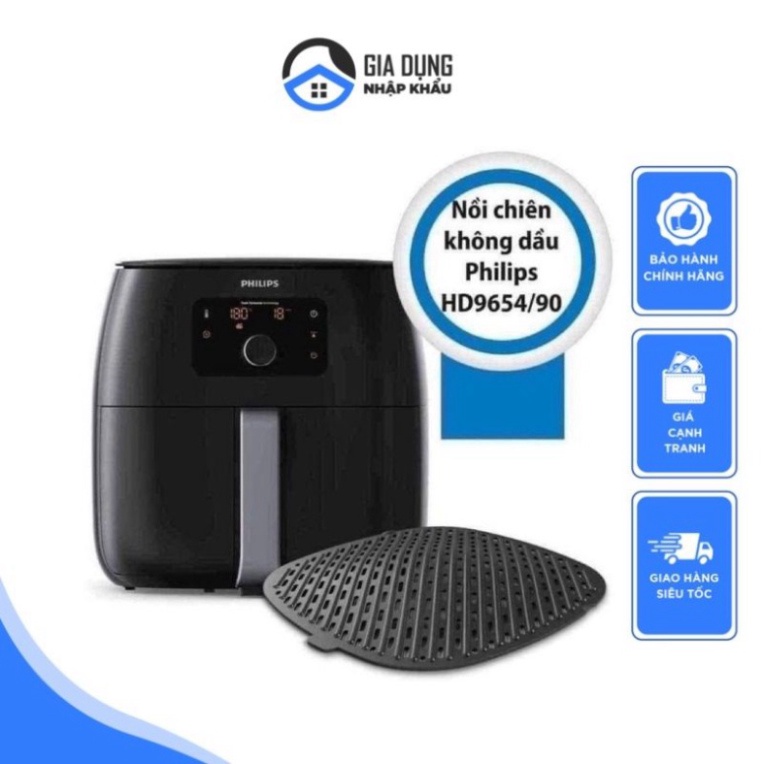 Nồi Chiên Không Dầu Philips HD9654/90, Dung Tích 5L, Công Suất 2200W, Điều Khiển Nhiệt Độ Từ 40 Đến 200 Độ, BH 12 Tháng
