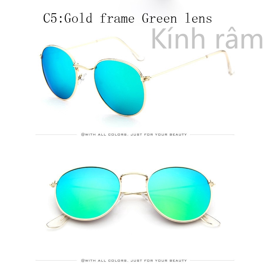 Kính mát tròn gọng kim loại cho nam và nữ