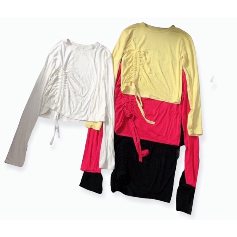 Áo croptop dài tay dây rút (chất mềm mát)