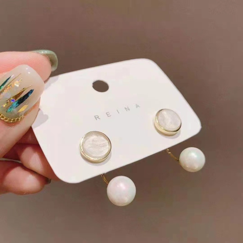 Hoa tai đính ngọc trai đơn giản độc đáo Hoa tai đinh tán nữ thời trang mới của Hàn Quốc