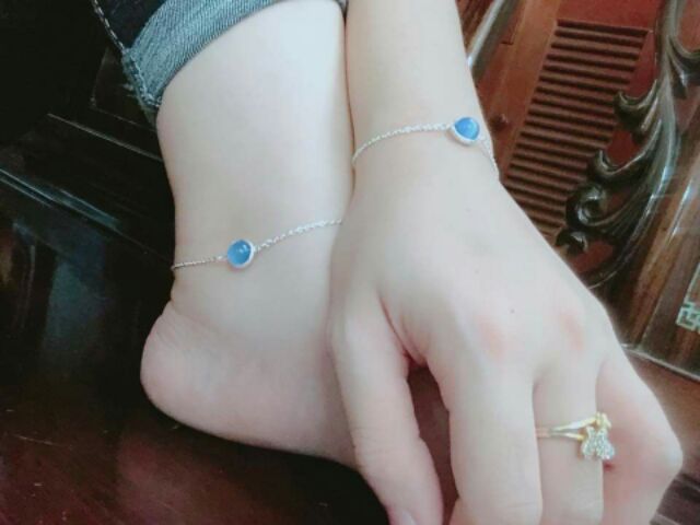 Bộ lắc chân tay bạc đá phong thủy