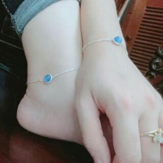 Bộ lắc chân tay bạc đá phong thủy