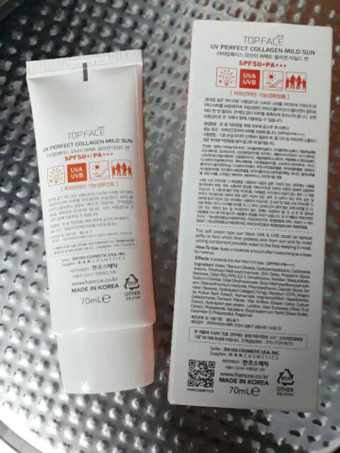 [HÀNG CHÍNH HÃNG]  KEM CHỐNG NẮNG TOP FACE UV PERFECT COLLAGEN - MILD SUN  SPF 50+/ PA+++