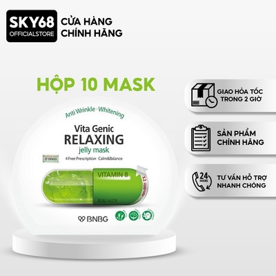 [BẢN VIỆT] Combo 10 Mặt nạ giúp thư giãn và phục hồi da mệt mỏi BNBG Vita Genic Relaxing Jelly Mask (Vitamin B) 30mlx10
