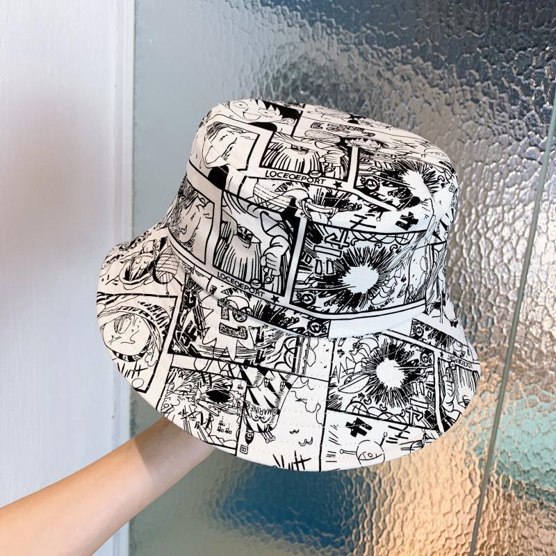 Nón Tai Bèo Chống Nắng In Họa Tiết Hoạt Hình Graffiti Phong Cách Đường Phố Nhật Bản Dễ Phối Đồ Thời Trang Cho Nữ