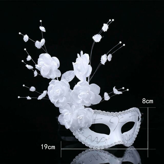 Mặt nạ hóa trang Halloween nữ nửa mặt hoa trắng