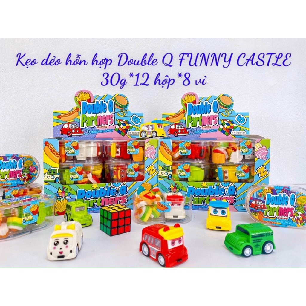 [ Quà tặng trẻ em ] kẹo dẻo hỗn hợp Double Q Funny Castle/ Kẹo dẻo chip chip / Humberger hộp 30g