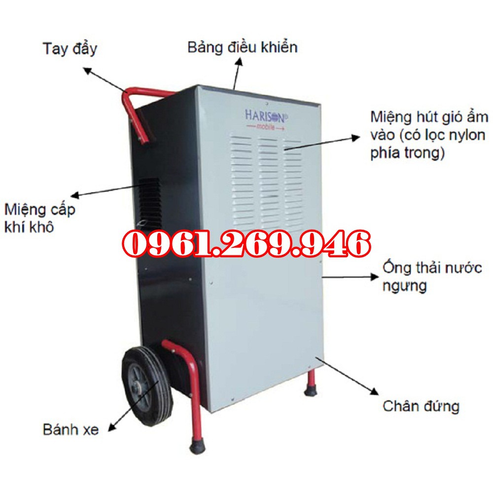 Máy hút ẩm công nghiệp Harison HD-100BM di động công suất 100 lít/ ngày