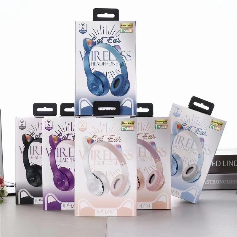 Tai Nghe Mèo Bluetooth, Headphone Tai Mèo Dễ Thương Có Mic,Âm Bass Mạnh Mẽ Và Dung Lượng Pin Khủng 400mAh