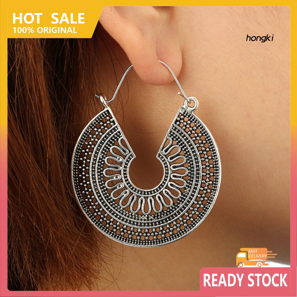 (Hàng Mới Về) Bông Tai Hình Chữ C Phong Cách Vintage Thời Trang Cho Nữ