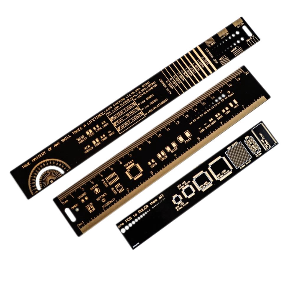 Bộ thước đo 15cm 20cm 25cm 30cm họa tiết mạch Chip IC SMD xoay 180 độ