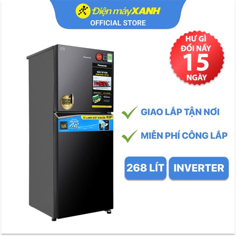 Tủ lạnh Panasonic ngăn đá trên Inverter 268 lít NR-TV301VGMV - Chính hãng BH 2 năm - Miễn phí lắp đặt