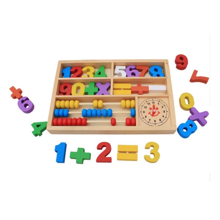 Đồ chơi gỗ toán học- Bảng tính học toán đồng hồ đa năng Vivitoys